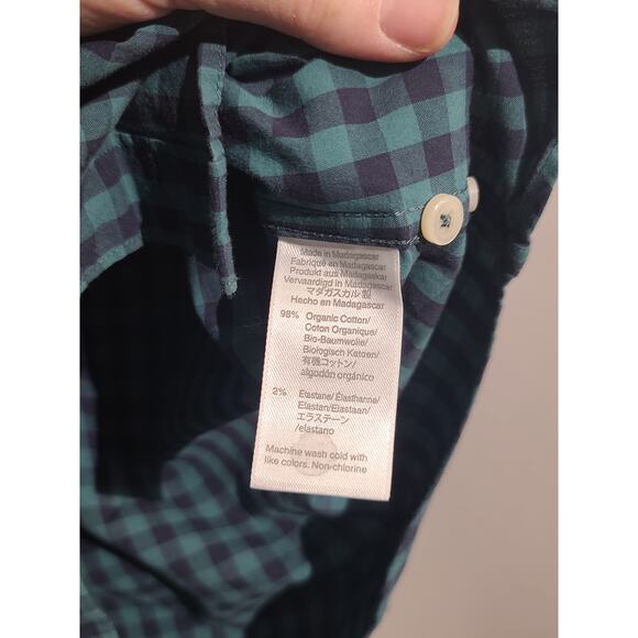 J. Crew Gingham Classic Secret Wash Button Front Shirt Navy Green - Picture 5 of 5